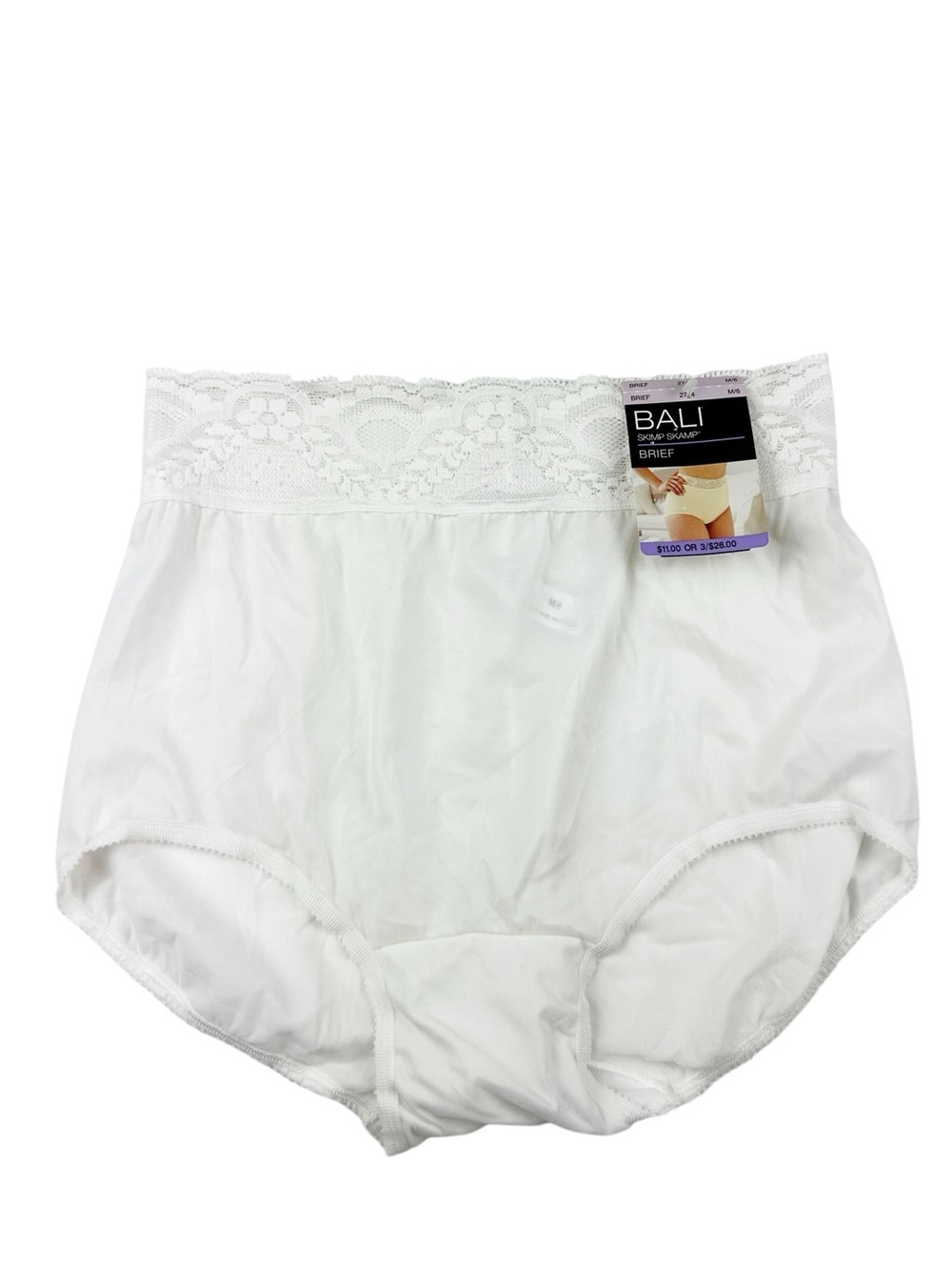 Bali Skimp Skamp Brief White with Lace Trim Size 6 / Medium